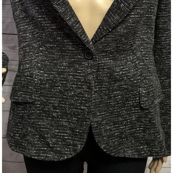 Anthropologie Cartonnier Knit Blazer Medium Dark Gray Single Button 66170 32054 - Picture 8 of 14